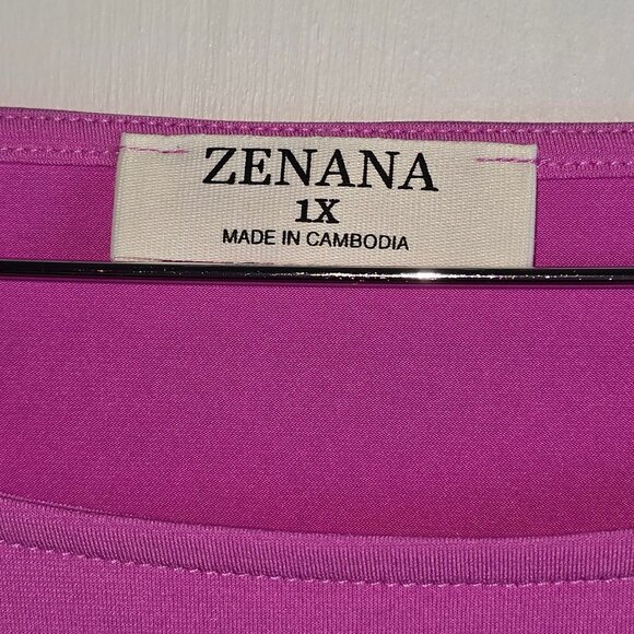 Zenana, Springy, Double Ruffle Layered Slv, Fuchsia, Top, Boutique, Sz 1X, NWOT - Picture 6 of 7